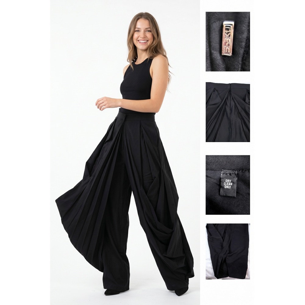 Gareth Pugh Black Draped Pleated Avant Garde Trousers Archive Runway Italy Small